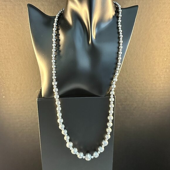 ✨ 26” Sterling Silver 925 Beaded Necklace – Ornate Handcrafted Design - Picture 1 of 3